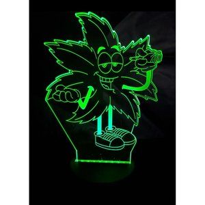 Marijuana Cannabis Weed  Leaf 3D LED  Standing Leaf Table Lamp